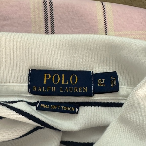 Polo Ralph Lauren classic white/blue striped cotton polo shirt Size XL-Tall - Picture 8 of 8